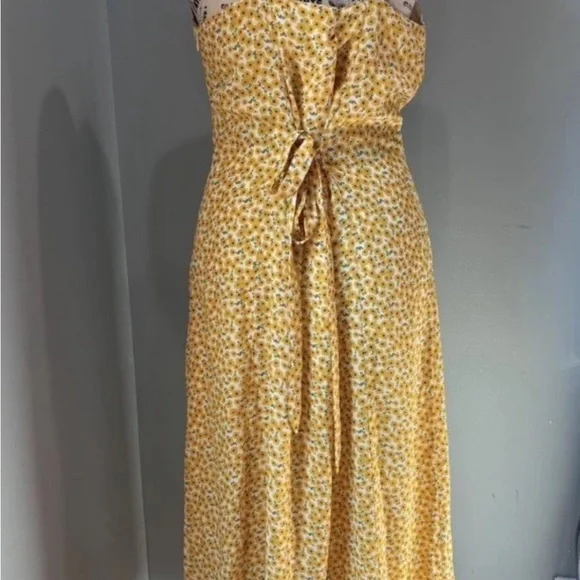 Lulu's Yellow Floral Midi Dress - Picture 4 of 5